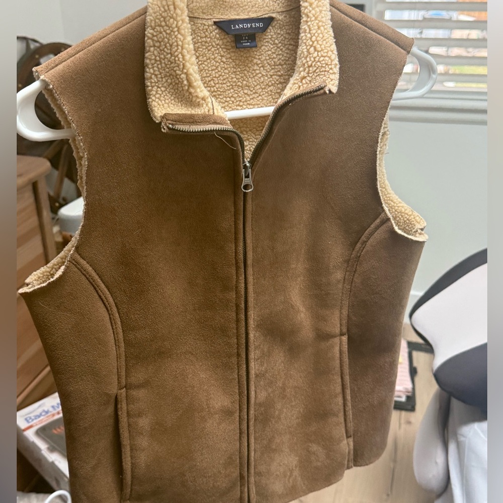 Lands' End Tan Fleece Vest